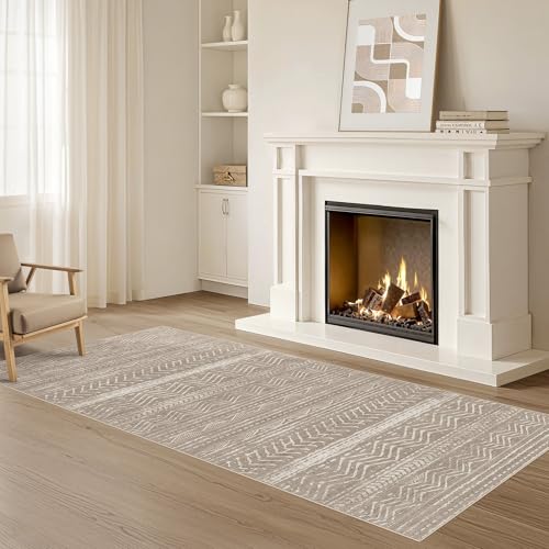 Boho 2x6 Runner Rug Machine Washable Rugs Non Slip Dark Brown (Dark Brown / 2' X 6' (Runner))