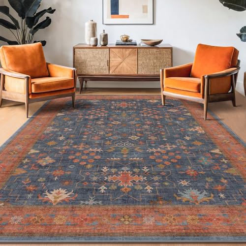 6x9 Dining Room Rugs for Under Table (6' x 9' (Rectangular) / Blue / Terracotta)