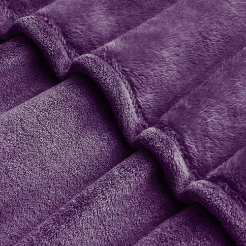 Fleece Blanket Soft Plush Oversized Bed Blanket Purple 120"x120" (Purple / Oversized King(120"x120"))