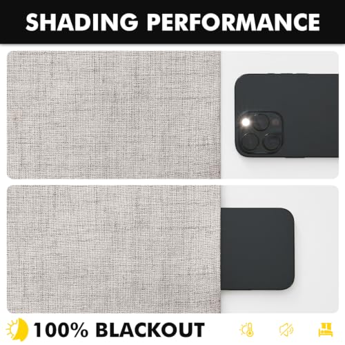 100% Blackout Linen Curtains for Bedroom 42 x 108 Inch Ivory 2 Panel (Ivory / 42"W x 108"L (Pack of 2))