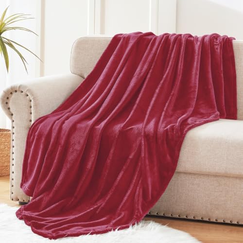 Soft Fleece Throw Blanket for Couch (Deep Red / Throw (50" x 60"))