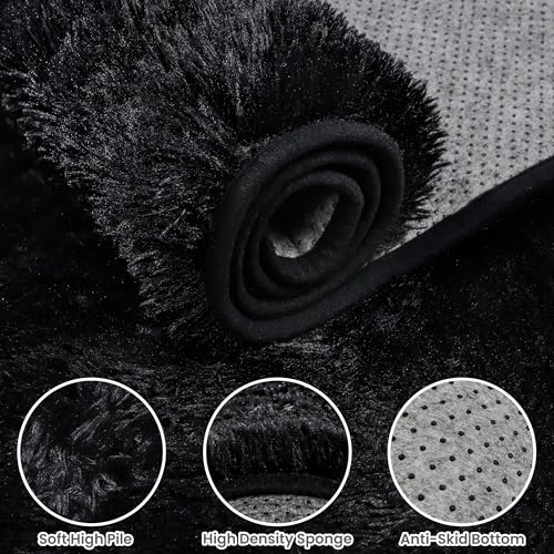 8x10 Fluffy Shag Area Rugs for Living Room Bedroom (Black / 8' x 10' (Rectangular))