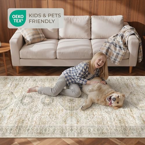 Washable Runner Rugs for Bedroom (Grey/Yellow / 2' x 6' (Runner))