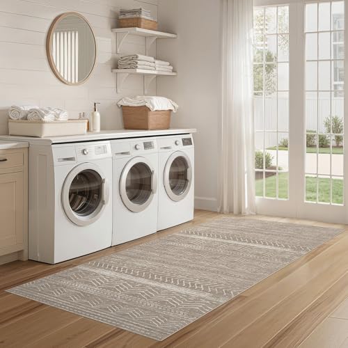 Boho 2x6 Runner Rug Machine Washable Rugs Non Slip Dark Brown (Dark Brown / 2' X 6' (Runner))