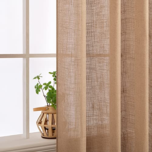 Brown Linen Curtains 52x90 Inches Long for Bedroom and Living Room (52"W x 90"L (Pack of 2) / Linen Brown)