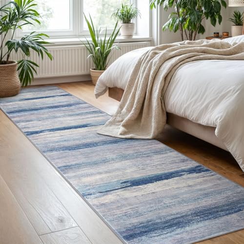 Modern Abstract Hallway Runner Rug (Blue/Grey/Beige / 2' x 8' (Runner))
