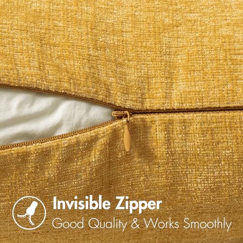 Soft Chenille Throw Pillow Covers Mustard Yellow 18x18 Pack of 2 (18" x 18" (Pack of 2) / Mustard Yellow)