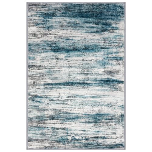 Abstract Small Area Rugs 2x3 Washabl Rugs Fro Entryway Blue (Blue / 2' x 3' (Rectangular))