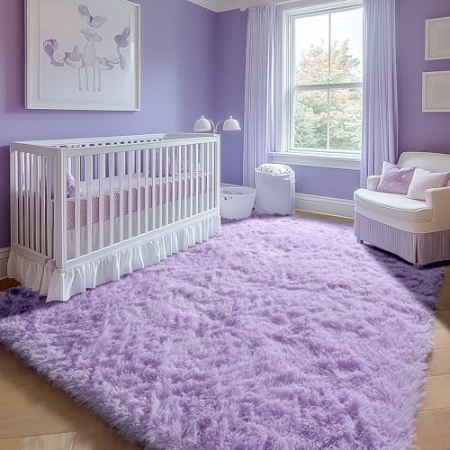 Purple Rugs for Living Room Bedroom (Light Purple / 5' x 8' (Rectangular))