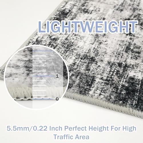 Modern Abstract Area Rugs 6x9 Ft Washable Rugs for Living Room (Black/Grey/White / 6' x 9' (Rectangular))