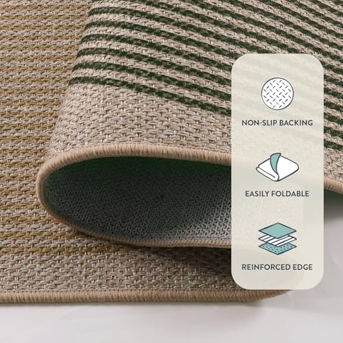 Modern Rainbow Easy Jute Rug (5' x 7' (Rectangular) / Nature/Bi-color Rainbow)