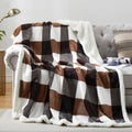 Sherpa Blanket Twin Plaid Thick Bed Blanket (Brown-check / 60"*80")