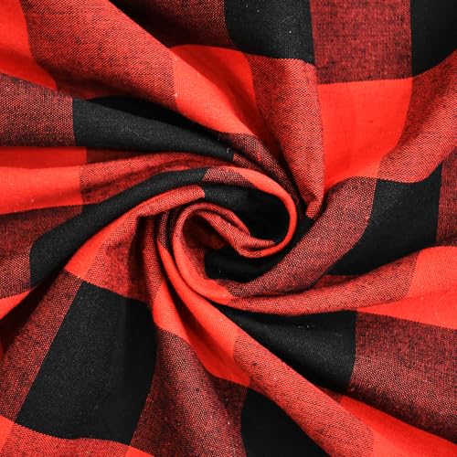 Short Christmas Curtains For Windows Treatment Buffalo Check Plaid Valances Gingham 2 Pack Tiers Rod Pocket Red and Black Decor Small Curtains Over Sink For Kitchen (34"W x 36"L (Pack of 2) / Red and Black)