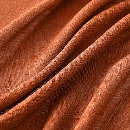Rust Fall Linen Curtains 52x90 Inch 2 Panels for Bedroom Living Room (52"W x 90"L (Pack of 2) / Rust)