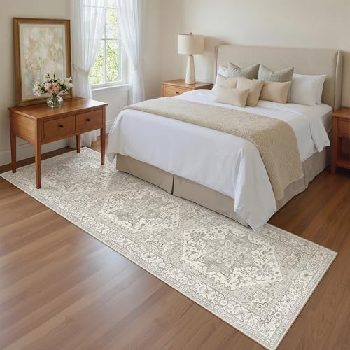 Hallway Runner Rug 2x8 Washable Kitchen Rugs Non (Beige/Brown / 2' x 8' (Runner))