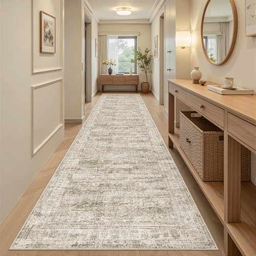 Washable 3x12 Hallway Runner Rug Non (Brown / 3' x 12' (Runner))