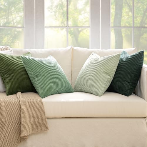 Soft Corduroy Decorative Throw Pillow Covers Forest Green 16x16 (16" x 16" (Pack of 4) / Forest Green)