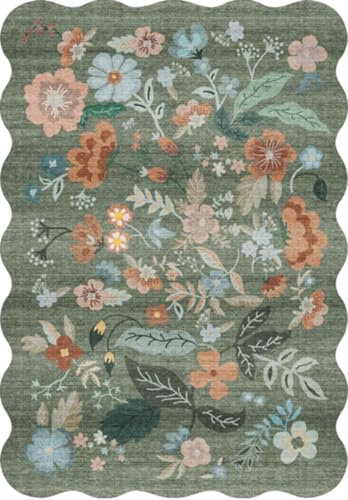 Washable 2'6x12 Hallway Runner Rug (2'7" x 12' (Rectangular) / Green/Floral)