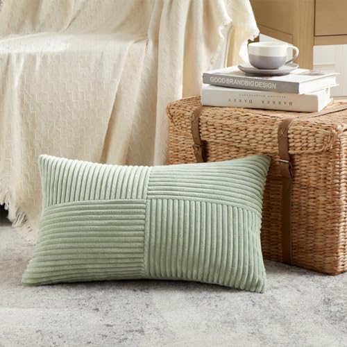 2 Packs Sage Green Lumbar Decorative Throw Pillow Covers 16x28 Inch for Living Room Couch Bed (Sage Green / 28" x 16" (Pack of 2))