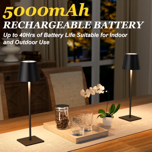 Cordless Rechargeable Table Lamp Black 5000mAh Battery Operated Lamps (Black 4pack)