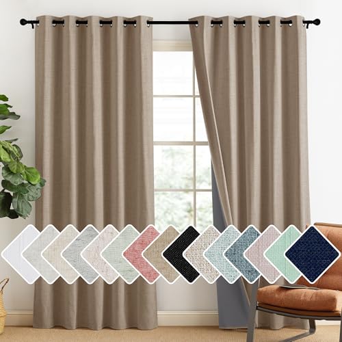 Burlap Vintage Open Linen Weave Flax Thermal Curtains (62"W x 90"L (Pack of 2) / Burlap)