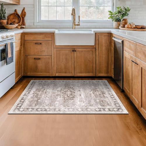Washable Neutral Farmhouse Large Entryway Rug (3' x 5' (Rectangular) / Latte / Beige)