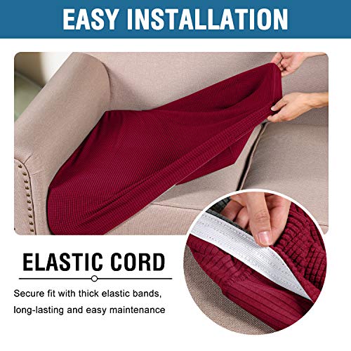 Super Stretch Stylish Cushions Covers (Wine/Burgundy / 3 Cushion Sofa)