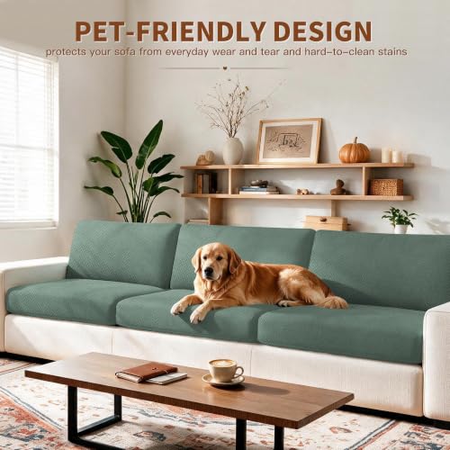 8PCS Patio Cushion Covers.Patio Furniture Couch SeatSlipcovers (Green / 8PCS)