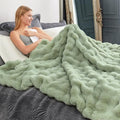 Faux Fur Throw Blanket for Couch (Sage Green / Twin(60" x 80"))