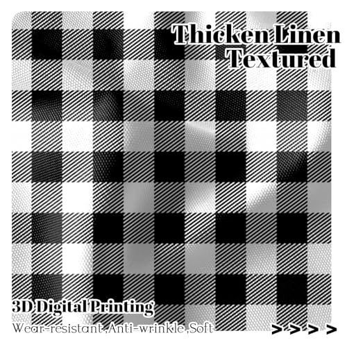 42 x 84 Inch Linen Buffalo Plaid Check Curtains Blackout Bedroom Room Darkening Thermal Insulated Black White Buffalo Checkered Window Drapes Farmhouse Living Room Pocket Tab Curtain 2 Panels (Black White / 42"W x 84"L (Pack of 2))