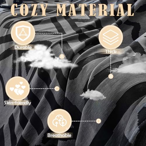 Boho Geometric Couch Covers for Sofa Pet Friendly Dark Grey and Black Sofa Covers Washable Chenille Couch Blanket Cover for 2 Cushion Couches Pet Protector Furniture Cover Soft (71" x 118" / T: Dark Grey)