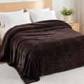 Fuzzy Plush Fleece Bed Blanket Queen Size (Coffee / 90x90 IN)