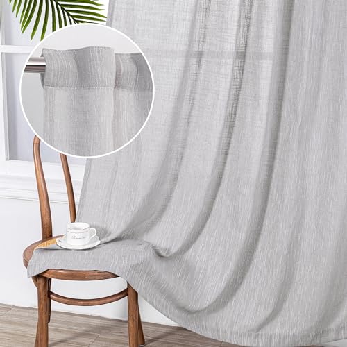 90 Inch Farmhouse Curtains for Living Room (50"W x 90"L (Pack of 2) / Light Grey)