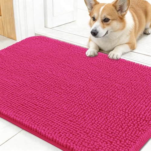 Dog Door Mat for Muddy Paws 30x17 (Hot Pink / 30" X 17")