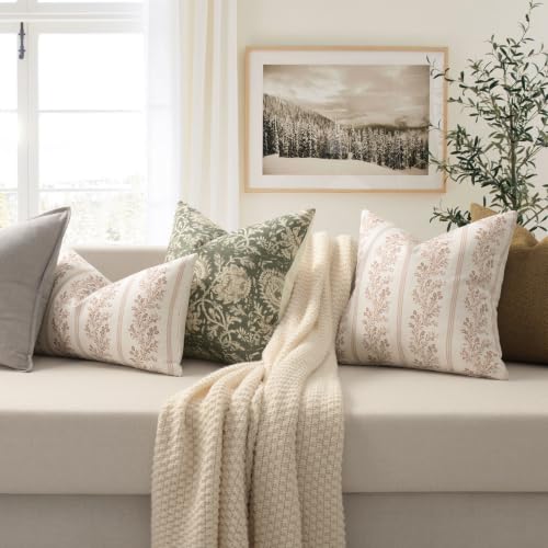 Vintage Throw Pillow Covers 20x20 Set of 2 (Blush Bloom / 20" x 20" (Pack of 2))