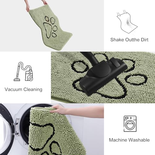 Dog Door Mat for Muddy Paws (36"X24" / Sage Green and Black)