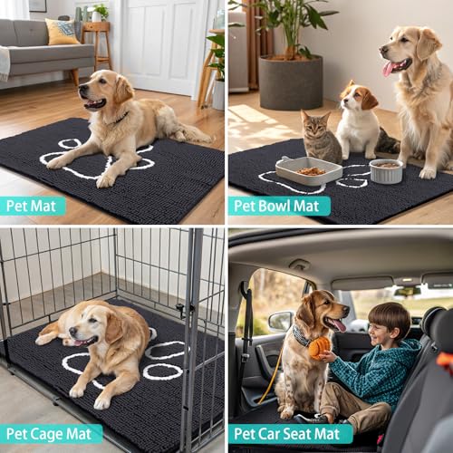 Dog Door Mat for Muddy Paws (59"X35" / Black and White)
