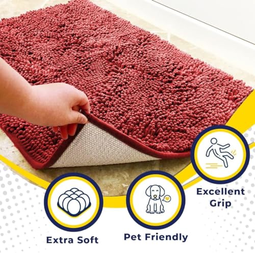 Super Water Absorbent Door Mat Indoor (Red / 36" x 120")