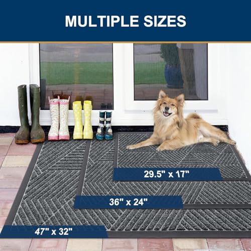 Front Door Mat Outside Entrance (Grey / 47" X 17")