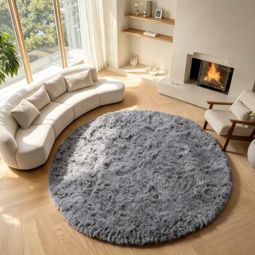 Grey Round Rugs 7ft for Living Room (Grey / 7' (Round))