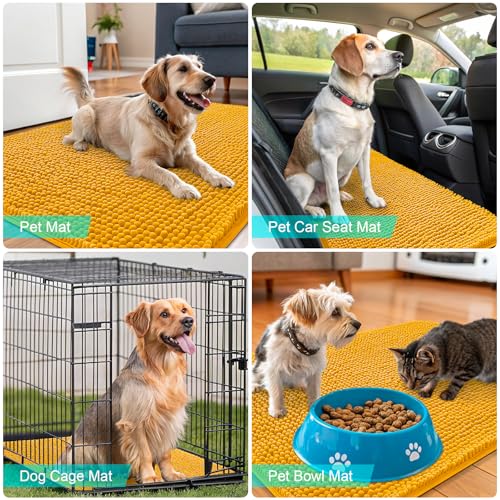 Dog Door Mat for Muddy Paws 30x17 (Golden Yellow / 30" X 17")