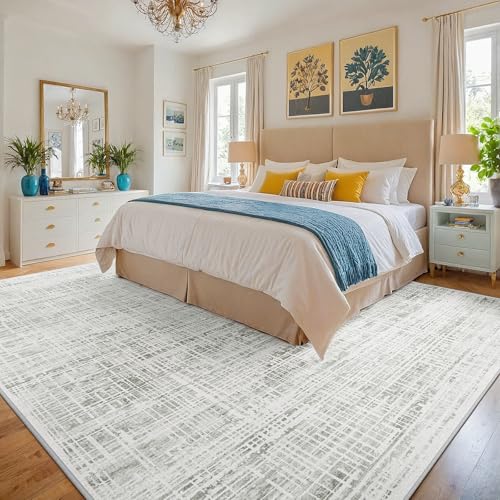 8x10 Washable Area Rug for Living Room Bedroom (White Gray / 8' x 10' (Rectangular))
