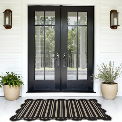Striped Easy Jute Outdoor Patio Rug (3'x5' (Rectangular) / Black Striped)
