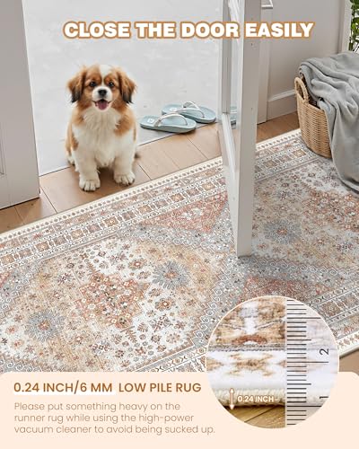 Washable Runner Rug 2.5x14 (Orange / 2'6" x 14' (Runner))
