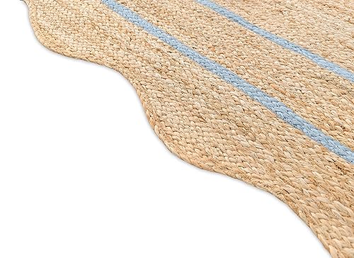 Wave Scalloped Natural Jute Rug (Grey / 11'x14' (Rectangular))