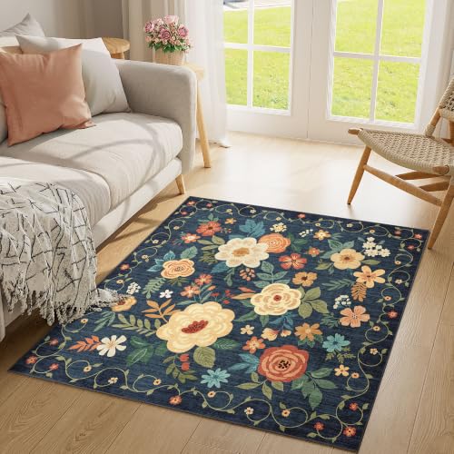 4x4 Square Area Rug (Navy Blue / 4' x 4' (Rectangular))