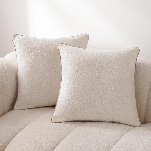 Boucle Throw Pillow Covers for Couch (White / 22" x 22" (Pack of 2))