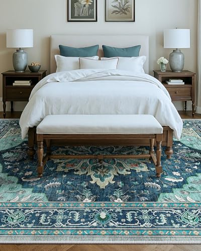 Washable Area Rug (Teal / 9' x 12' (Rectangular))