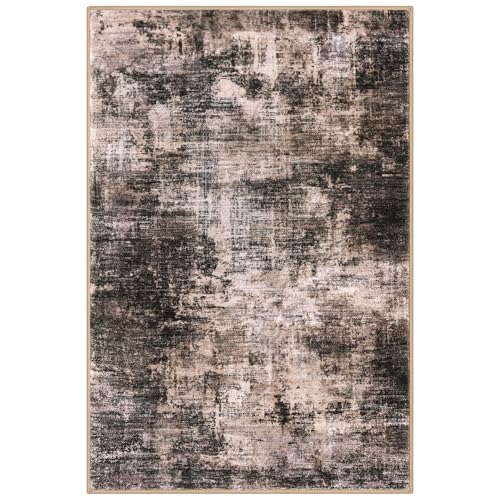 Abstract Area Rug 3x5 Ft Washable Rugs for Entryway Indoor (Brown/Rust / 3' x 5' (Rectangular))