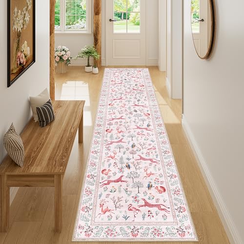 2x8 Washable Runner Rug (Pink (Animal) / 2' x 8' (Rectangular))